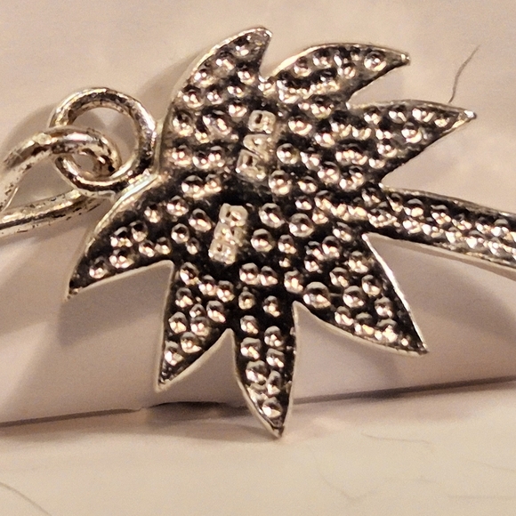 925 Stamped Silver and Blue Abalone Shell Palm Trees Earrings - Picture 5 of 8